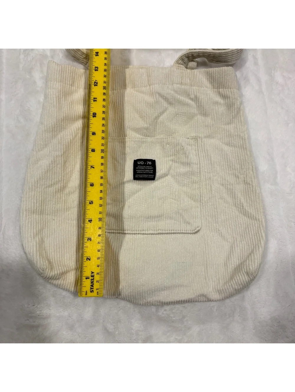 Urban Outfitters UO-76 Corduroy Tote Bag Women Cream Cotton Polyester Lining